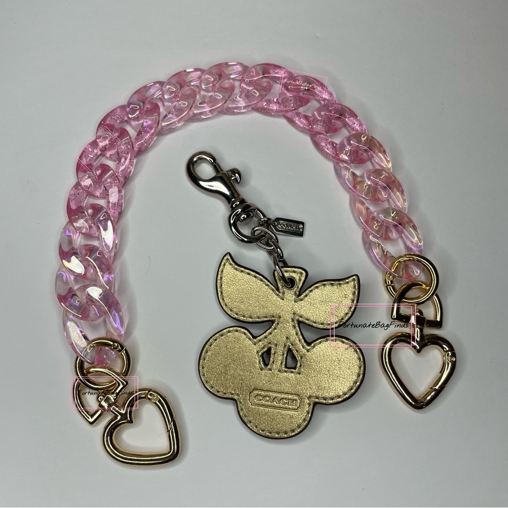 Coach Set Heart Cherry Print Heart Crossbody Triple Jacquard Cherry Charm Chain - Picture 6 of 15